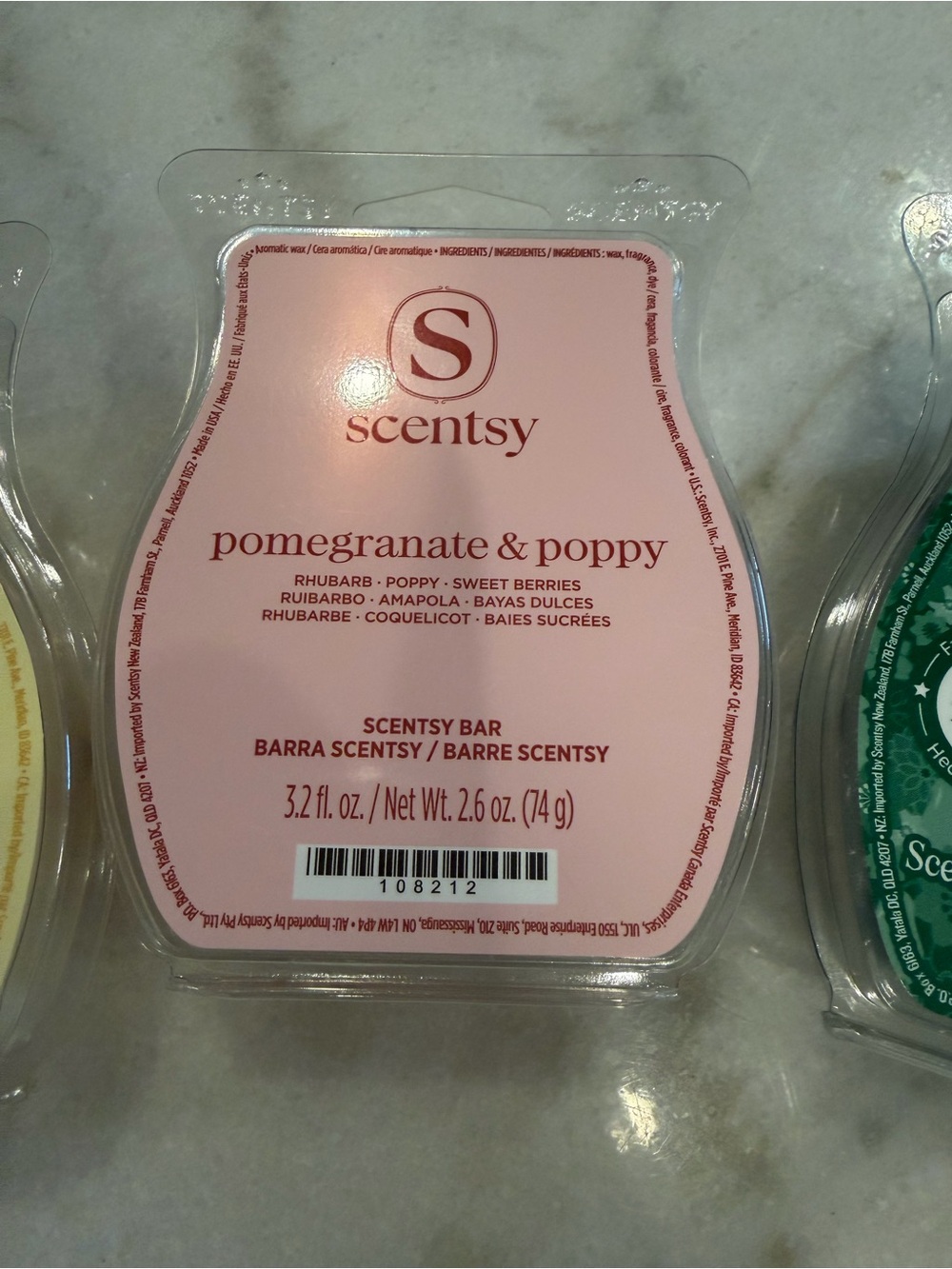 Scentsy Pomegranate & Poppy Wax Bar - Pink